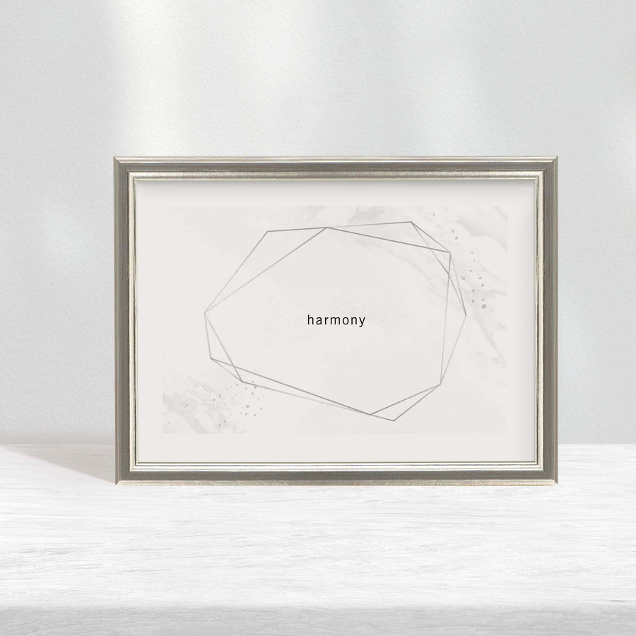 Ramka drewniana PRESTO 1859, szlachetna fotoramka na zdjęcia, plakaty lub rysunki - kolor srebrny