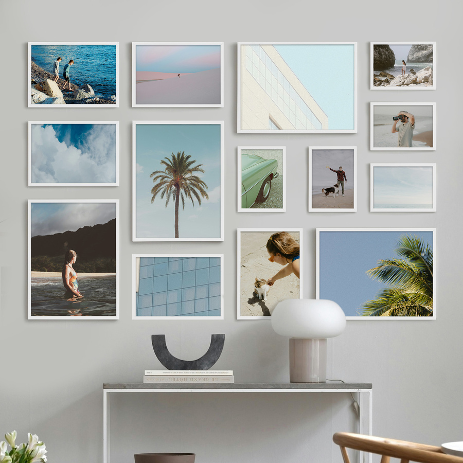 Galeria ścienna PINIA 1 GF0001. Zestaw białych ramek na ścianę