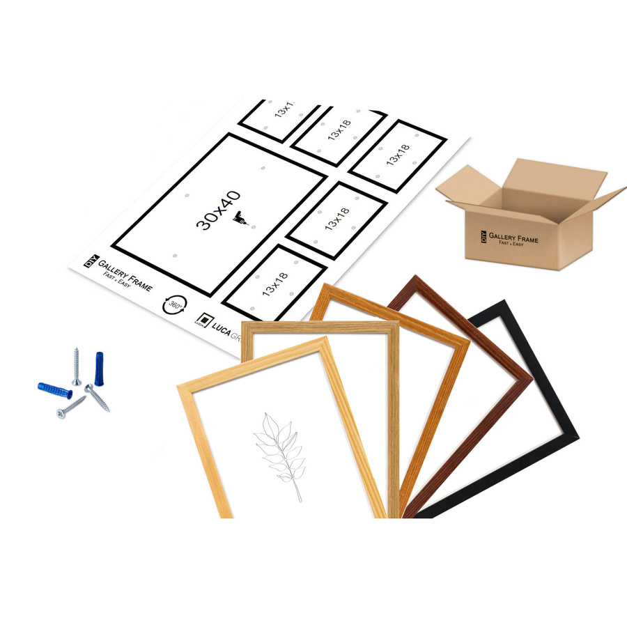 Galeria ścienna PINIA 3 GF0002. Zestaw brązowych ramek na ścianę