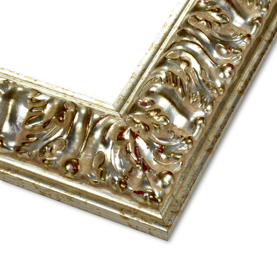 Rama do obrazów, zdjęć, luster na wymiar LUCA #2547. Szlachetna z ornamentem, drewniana oprawa - holenderka, kolor srebrny