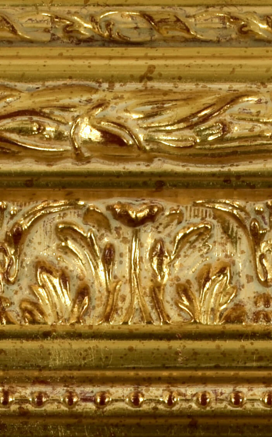 Rama do obrazów, zdjęć, luster na wymiar LUCA #2576. Bogato zdobiona drewniana oprawa - ornamenty, kolor jasne złoto