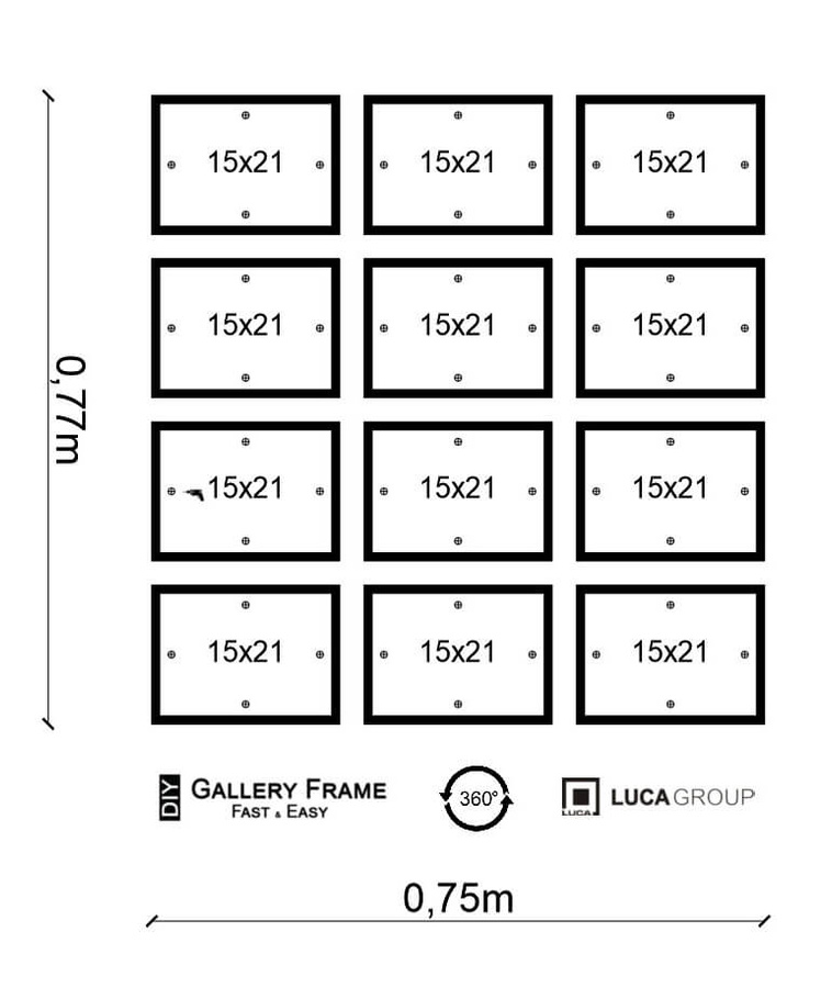 Zestaw ramek PINIA 2 GF0019 - galeria ramek na 12 zdjęć