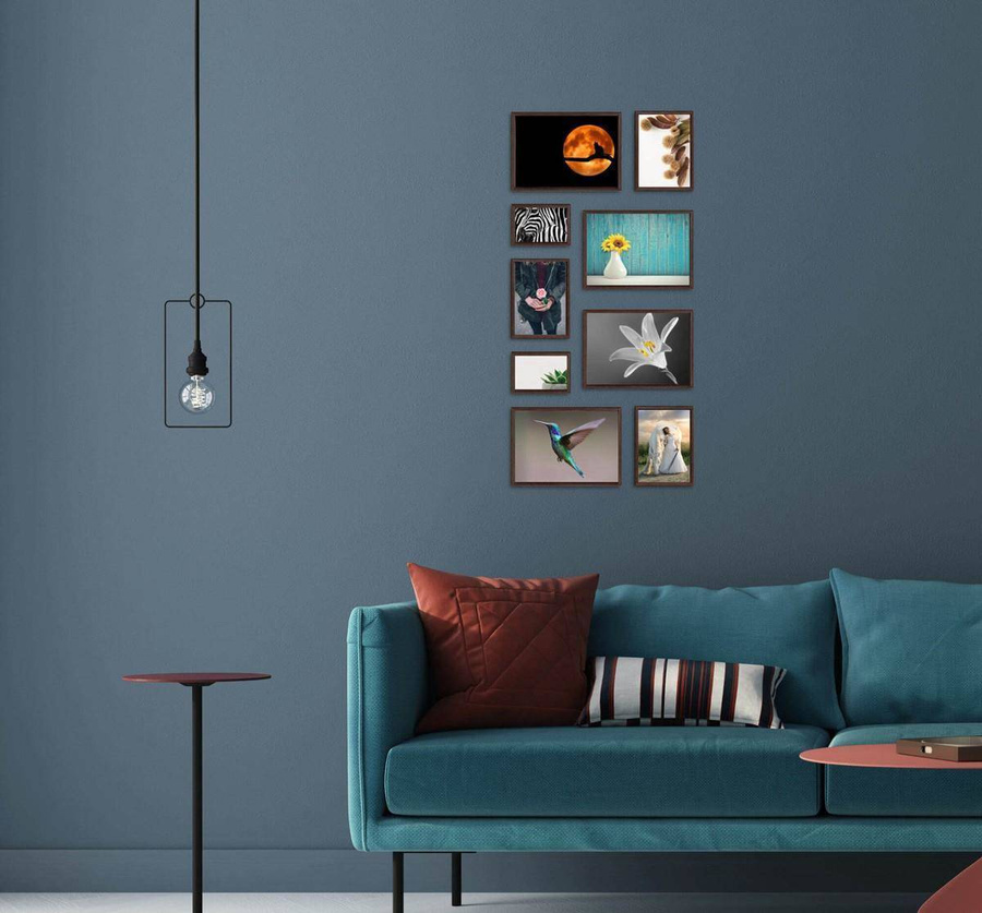 Galeria ścienna PRESTO 44 GF0004. Zestaw brązowych ramek na ścianę