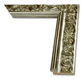 Rama do obrazów, zdjęć oraz luster na wymiar LUCA #2556. Szlachetna z ornamentem, drewniana oprawa - kolor ciepłe srebro