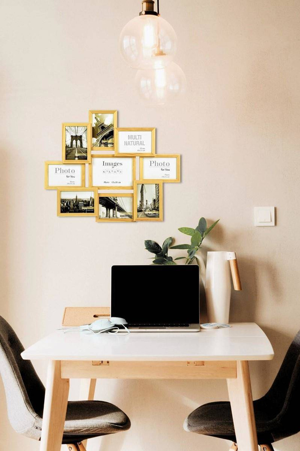 Multirama drewniana Natural 91, zestaw ramek 8 X 10x15 cm, 1 X 13x18 cm - naturalna