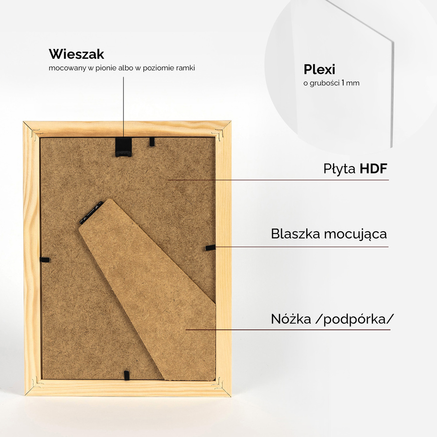 Ramka z drewna surowego na zdjęcia 5 szt. RAW 15x21 cm