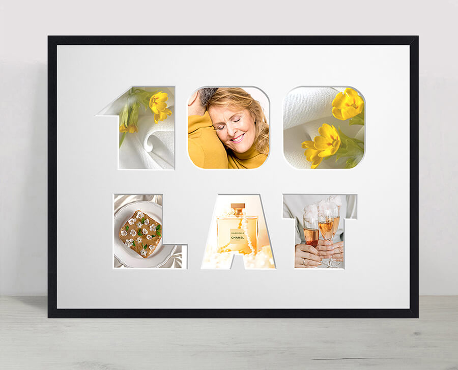 Ramka na URODZINY w kolorze czarnym. Ramka z passe partout o rozmiarze 30x40 cm