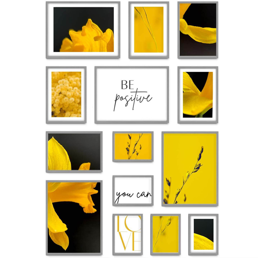 Galeria ścienna PINIA 05 GF0001. Zestaw szarych ramek na ścianę