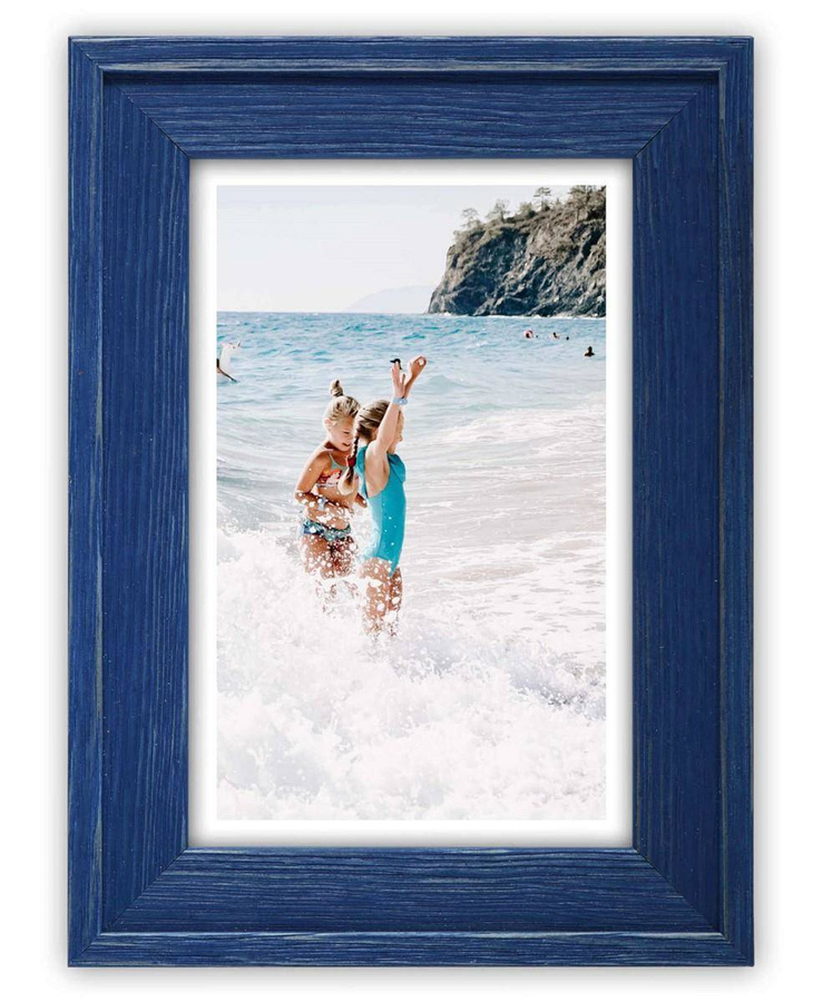 Ramka drewniana RIVOLI 2963, nowoczesna fotoramka na zdjęcia, plakaty lub rysunki - kolor niebieski przetarcia
