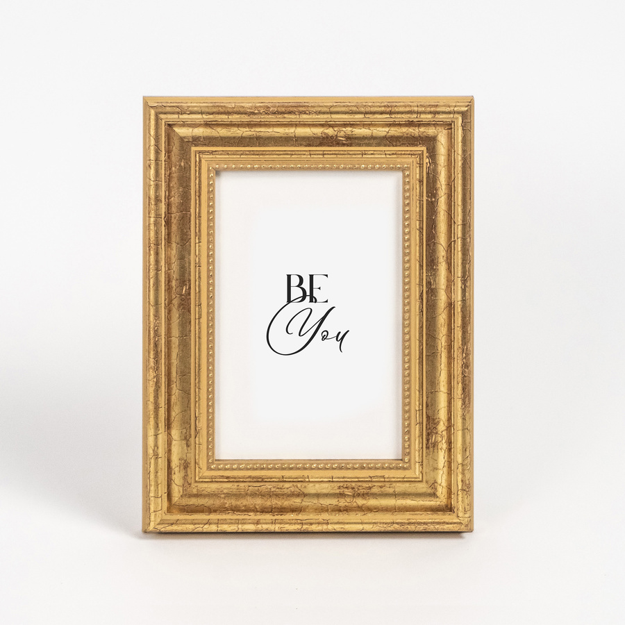 Ramka drewniana MEZZANE 2098, szlachetna ozdobna fotoramka na zdjęcia, plakaty lub obrazy - kolor złoty spękany