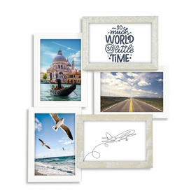 Multirama drewniana Cottage 52, zestaw ramek 5 X 10x15 cm - rustykalna