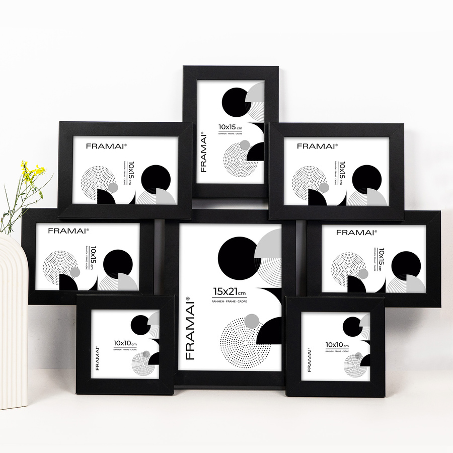 Multirama czarna MULTI HEN 2 na 8 zdjęć ramka na zdjęcia