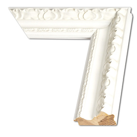 Rama do obrazów, zdjęć, plakatów oraz luster na wymiar LUCA #3010. Klasyczna oprawa - kolor biały, ornament