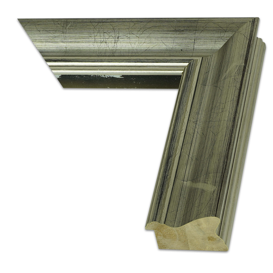 Rama do luster, obrazów na blejtram, krosno na wymiar LUCA #2399. Klasyczna drewniana oprawa - sima kolor srebro drapane