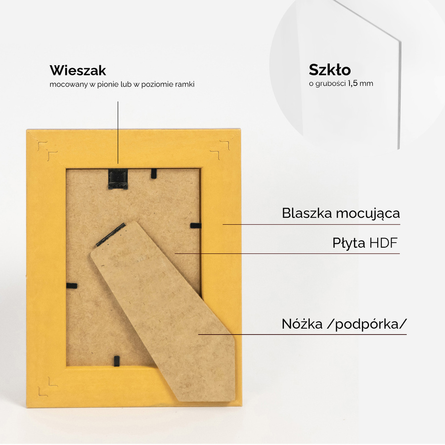 Ramka drewniana MEZZANE 2098, szlachetna ozdobna fotoramka na zdjęcia, plakaty lub obrazy - kolor złoty spękany