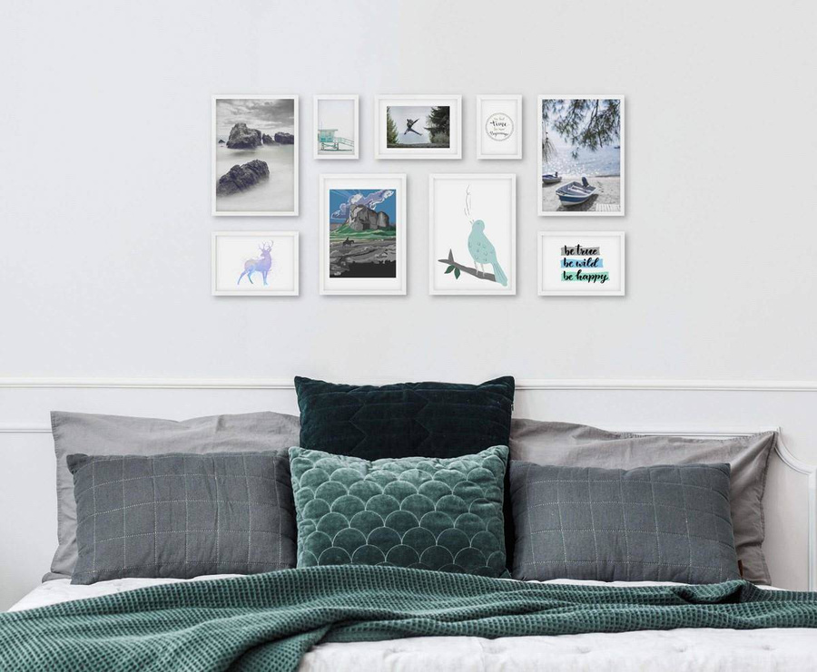 Galeria ścienna PINIA 1 GF0004. Zestaw białych ramek na ścianę