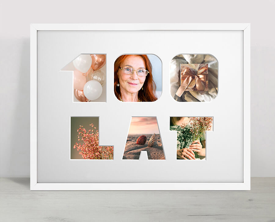 Ramka na URODZINY w kolorze białym. Ramka z passe partout o rozmiarze 30x40 cm