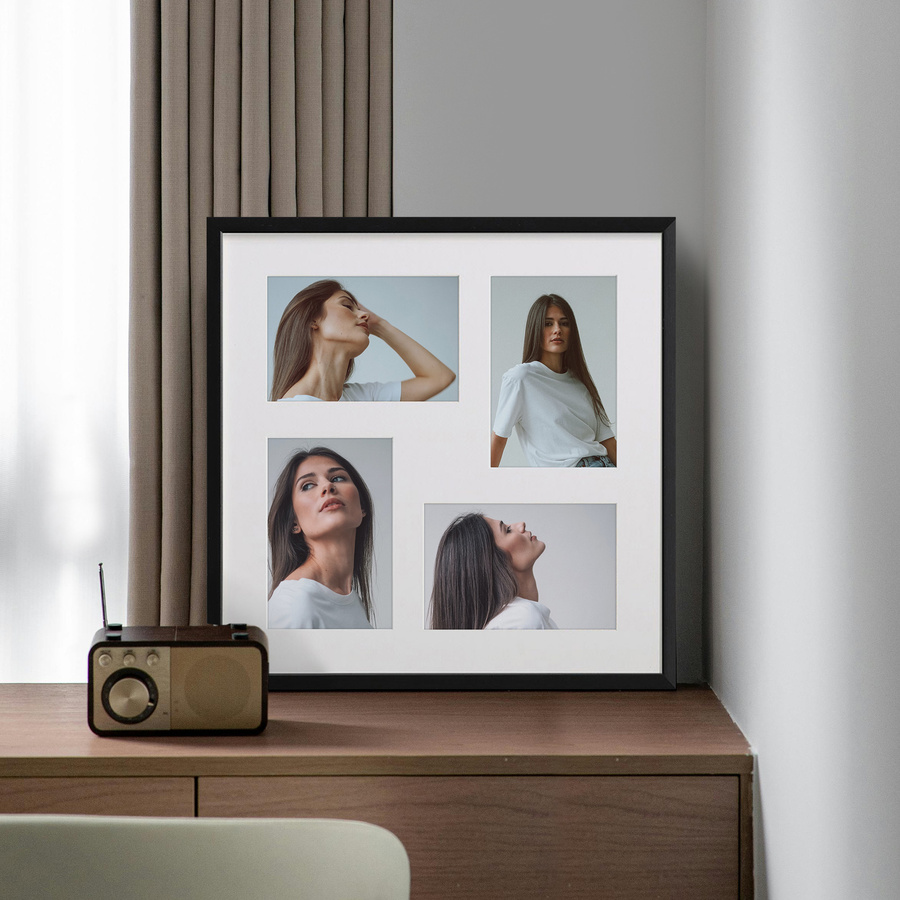 Ramka drewniana galeria passe-partout Black 34x34 - kolor czarny