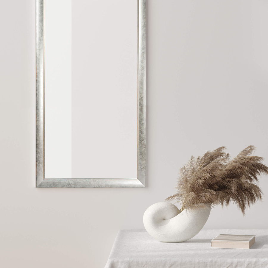 Lustro z fazą w srebrnej ramie 81x150 cm