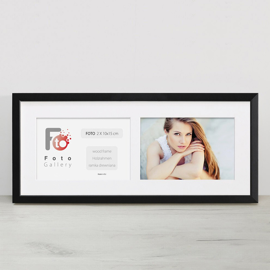 Ramka drewniana galeria passe-partout Black 15x36 - kolor czarny