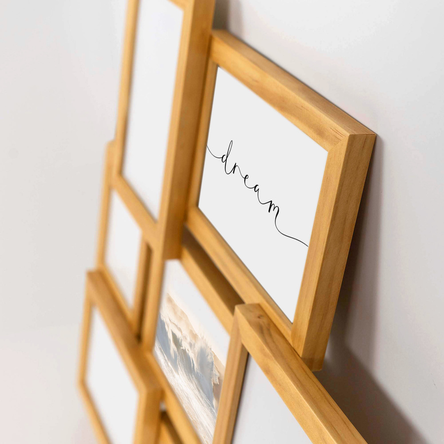 Multirama drewniana Natural 72, zestaw ramek 1 X 10x10 cm, 6 X 10x15 cm - naturalna