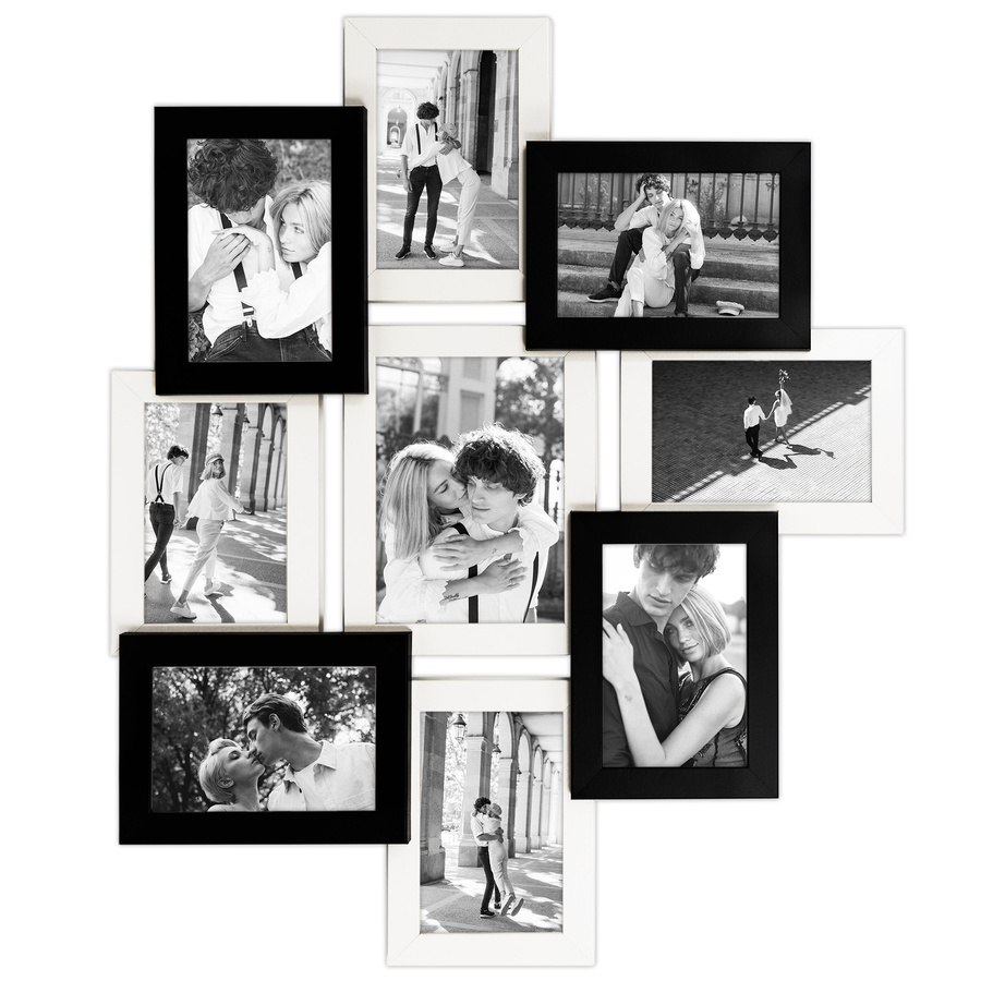Multirama w czarno-białym kolorze MULTI HEN 1-2 na 9 zdjęć ramka na zdjęcia