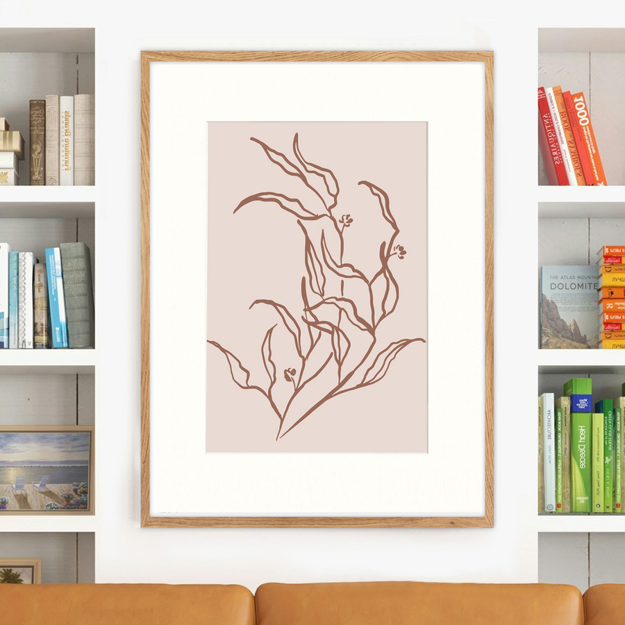 Naturalna ramka z passe partout na zdjęcia w rozmiarze 60x80 cm z passe partout 40x60 cm