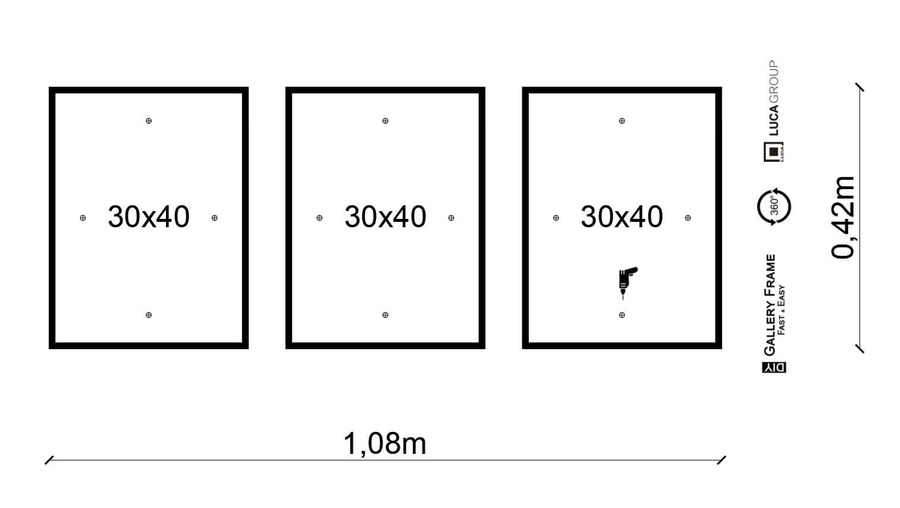 Zestaw ramek PINIA 3 GF0024 - galeria ramek na 3 zdjęcia
