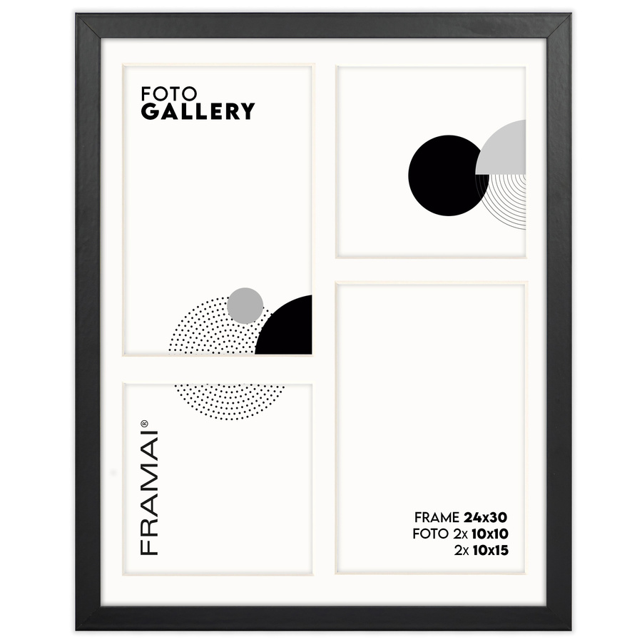 Foto galeria czarna 24x30 cm na 4 zdjęcia o wymiarach 10x15 cm 10x10 cm