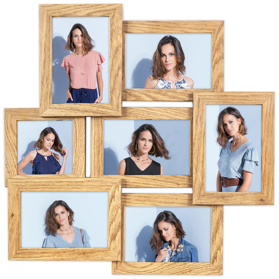 Multirama w dębowym kolorze MULTI HEN 01 na 7 zdjęć ramka na zdjęcia