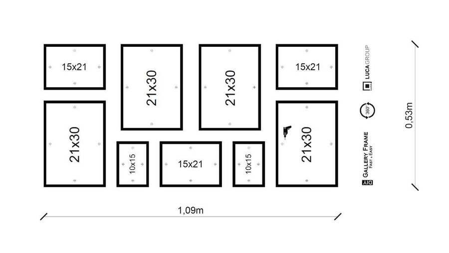 Galeria ścienna PINIA 05 GF0004. Zestaw szarych ramek na ścianę
