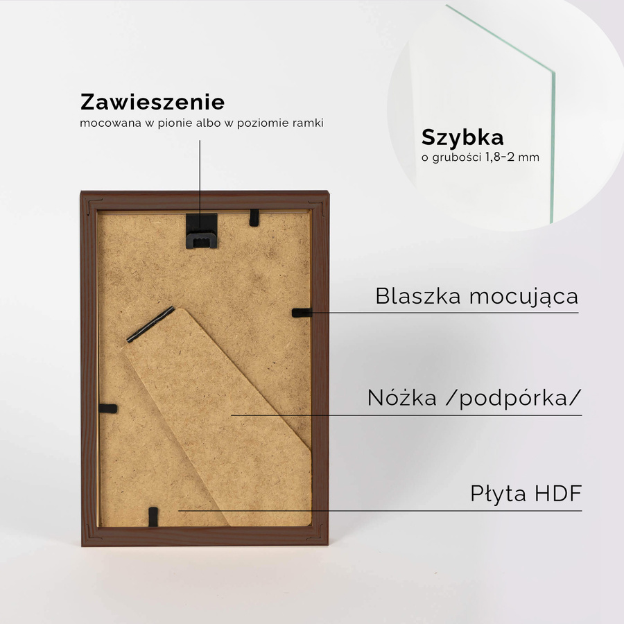 Zestaw ramek drewnianych PINIA 2975 PAK 5 szt. - kolor brązowy