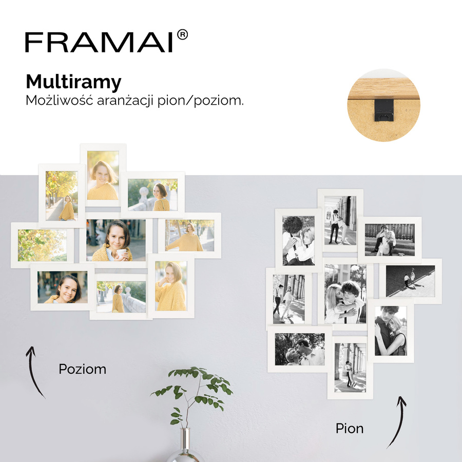 Multirama w białym kolorze MULTI HEN 1 na 9 zdjęć ramka na zdjęcia