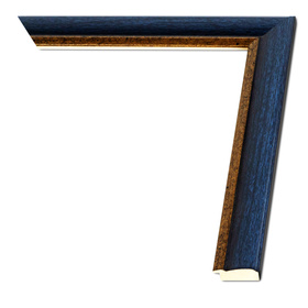 Rama do obrazów, zdjęć oraz plakatów na wymiar LUCA #3122. Drewniana oprawa - kolor miebieski, złoty pasek