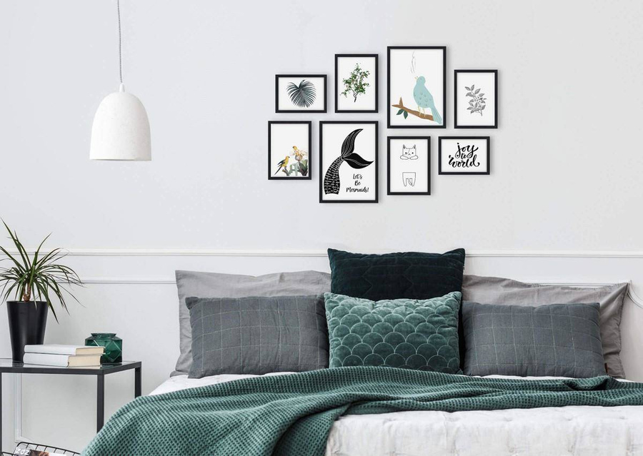 Galeria ścienna PINIA 2 GF0007. Zestaw czarnych ramek na ścianę