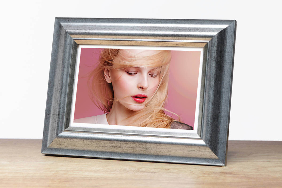 Ramka drewniana VIESTE 2076, szlachetna fotoramka na zdjęcia, plakaty lub obrazy - kolor srebrny