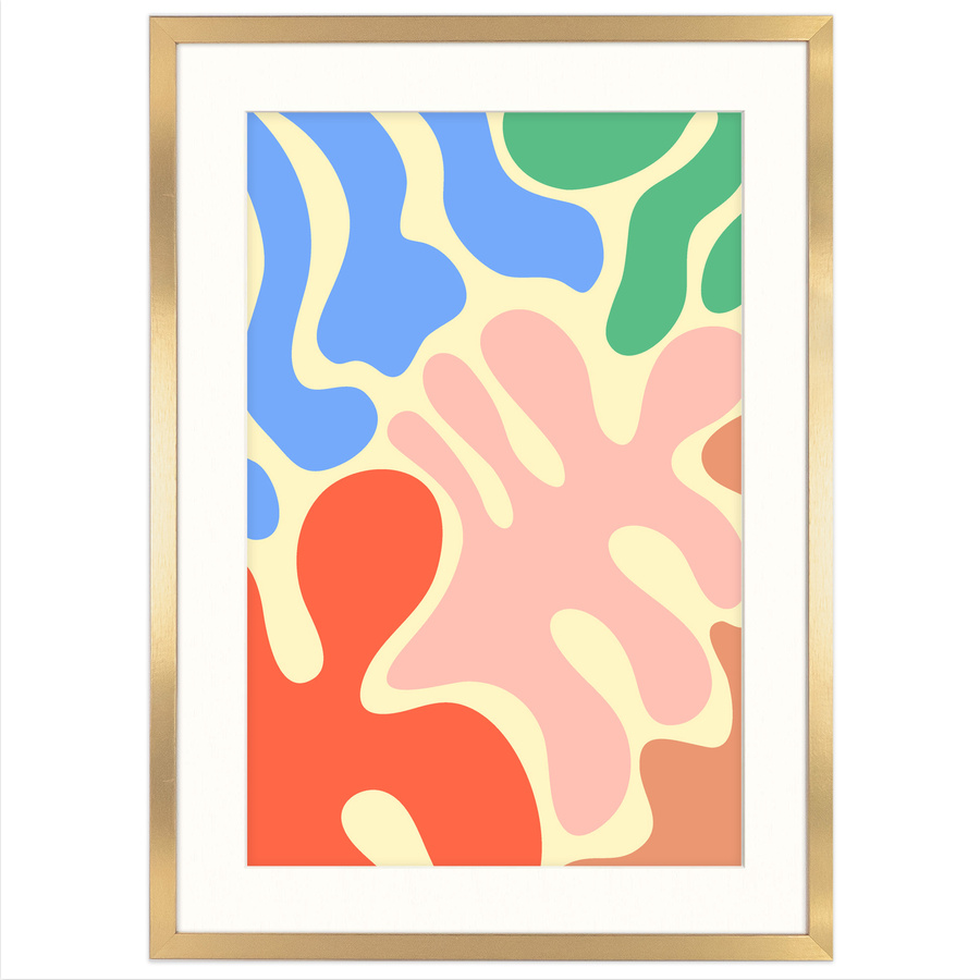 Ramka 50×70 cm w złotym kolorze z passe-partout przeznaczonym na zdjęcia 40×60 cm.