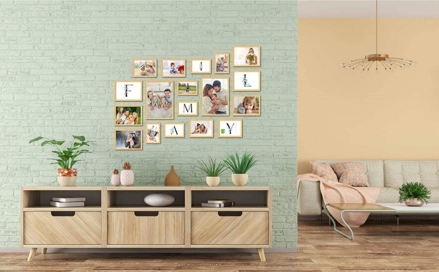 Galeria ścienna PRESTO 0 GF0006. Zestaw naturalnych ramek na ścianę