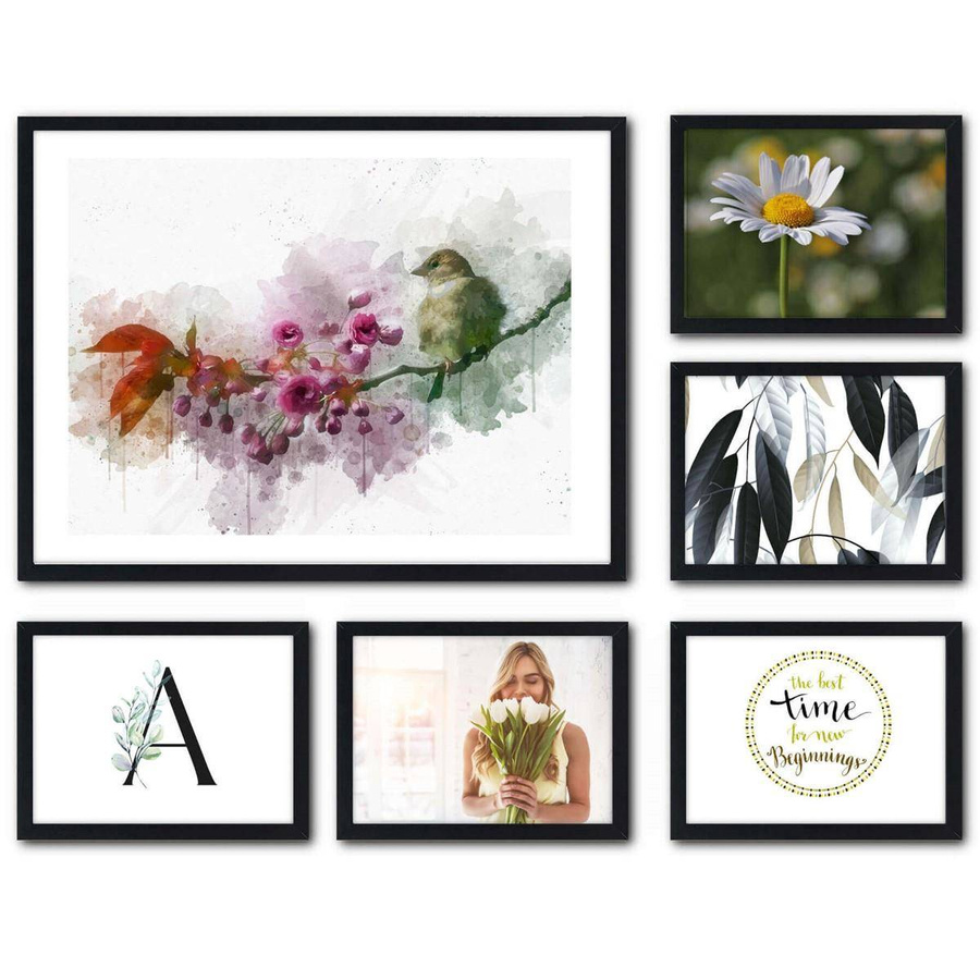 Galeria ścienna PINIA 2 GF0002. Zestaw czarnych ramek na ścianę