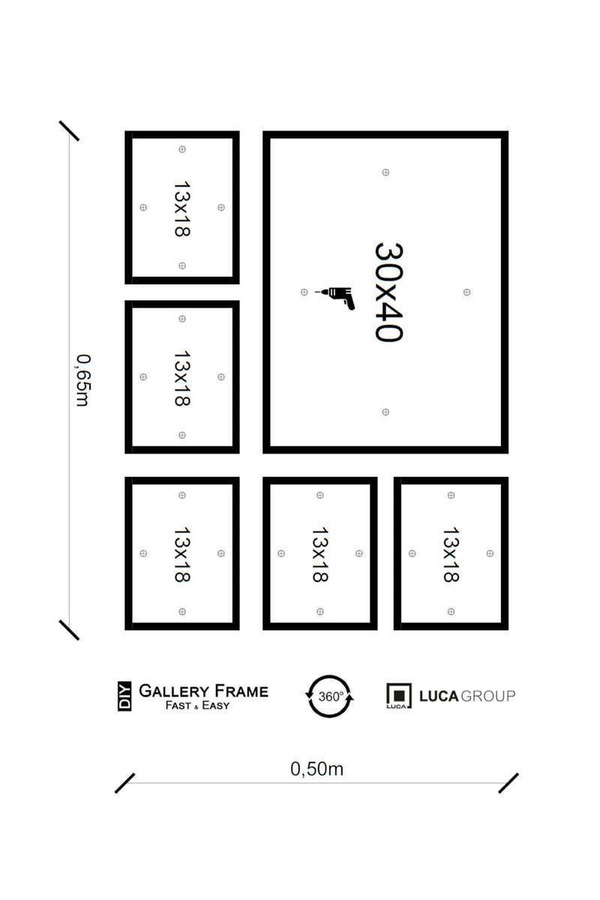 Galeria ścienna PINIA 3 GF0002. Zestaw brązowych ramek na ścianę