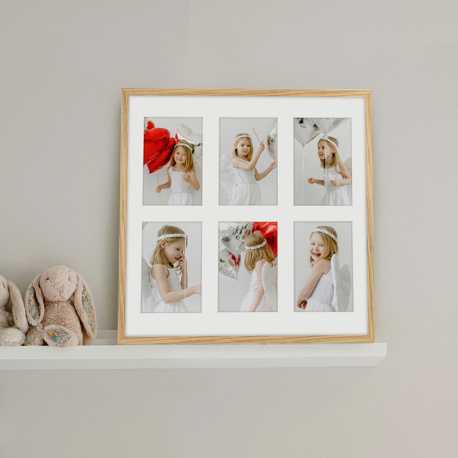 Foto galeria 40x40 cm na 6 zdjęć o wymiarach 10x15 cm kolor dębowy