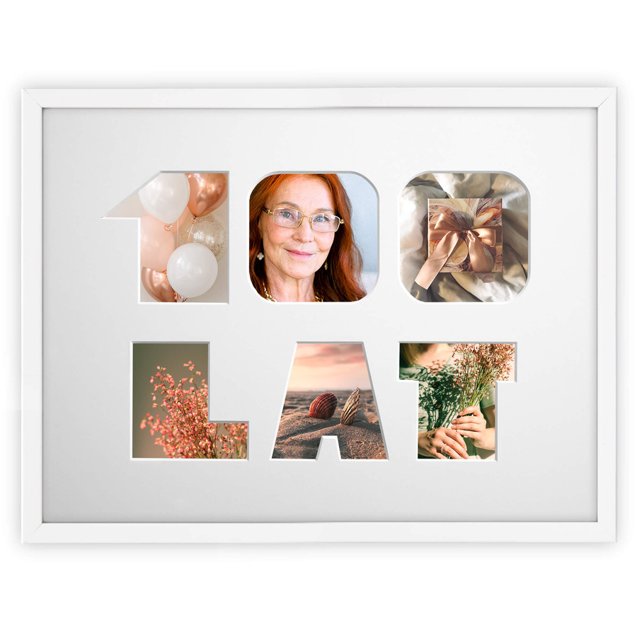Ramka na URODZINY w kolorze białym. Ramka z passe partout o rozmiarze 30x40 cm