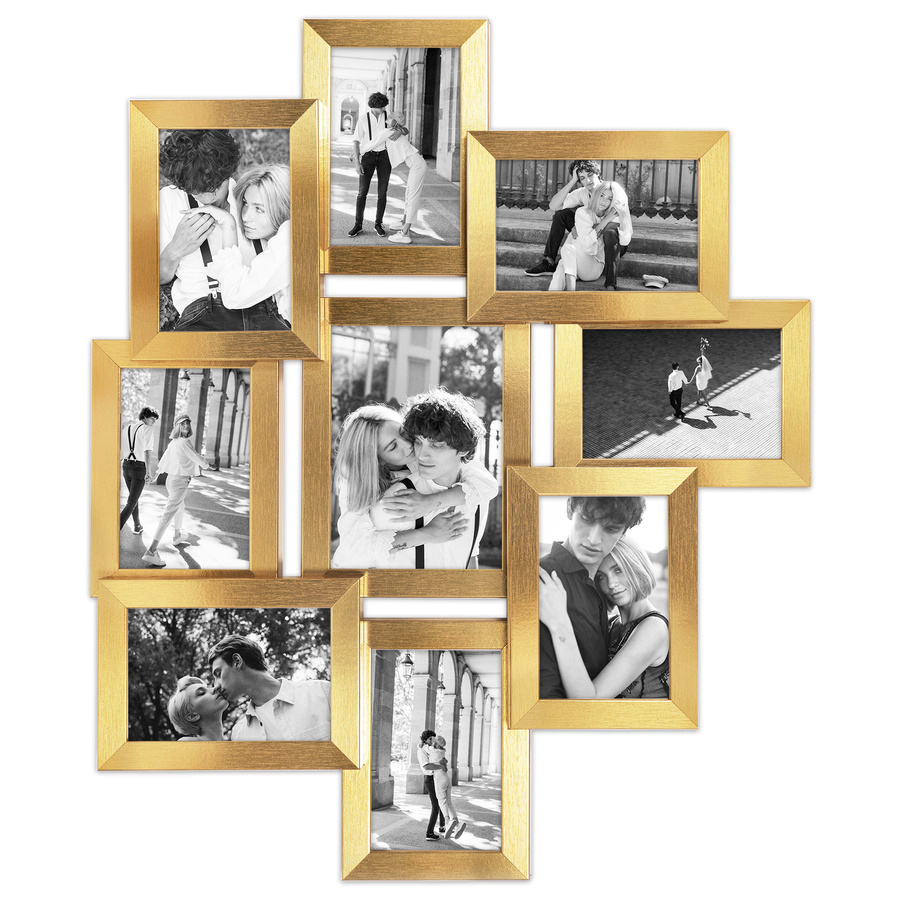 Multirama w złotym kolorze MULTI HEN Z na 9 zdjęć ramka na zdjęcia