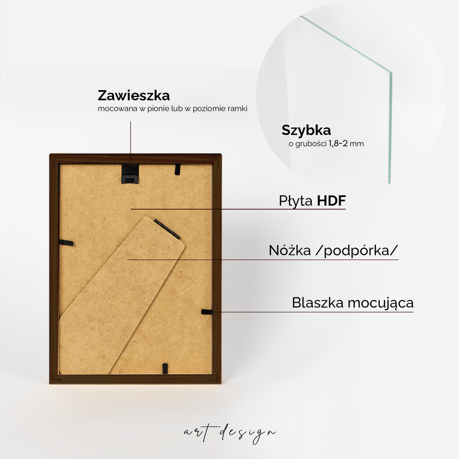 Ramka drewniana PINIA 3332, płaska fotoramka na zdjęcia, plakaty lub rysunki - kolor brązowy