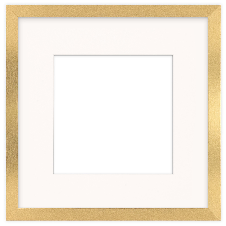 Złota ramka z passe partout na zdjęcia w rozmiarze 30x30 cm z okienkiem passe partout 20x20 cm