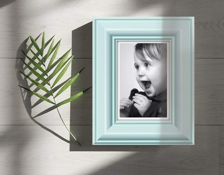 Ramka drewniana FAVARO 2143, nowoczesna fotoramka na zdjęcia, plakaty lub obrazy - kolor miętowy