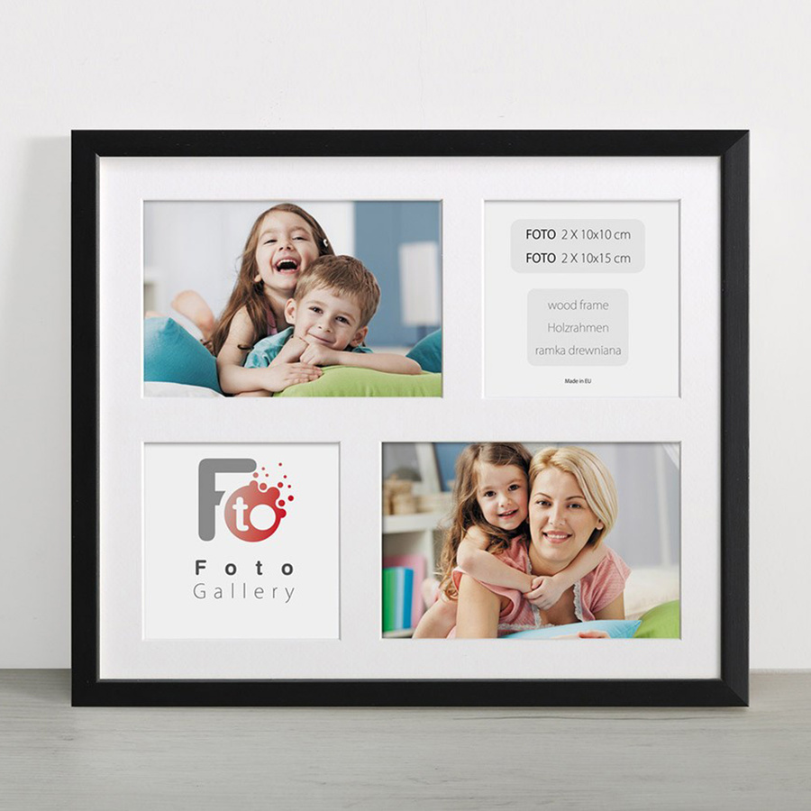 Ramka drewniana galeria passe-partout Black 26x31 - kolor czarny