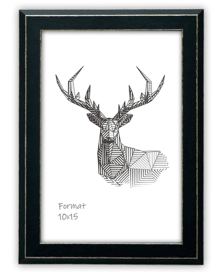 Ramka drewniana MARINA 2800, nowoczesna fotoramka na zdjęcia, plakaty lub rysunki - kolor czarny, przetarcia