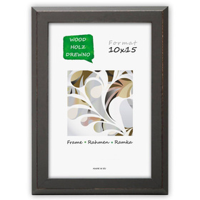 Ramka drewniana MARINA 2792, nowoczesna fotoramka na zdjęcia, plakaty lub rysunki - kolor czekoloadowy, przetarcia