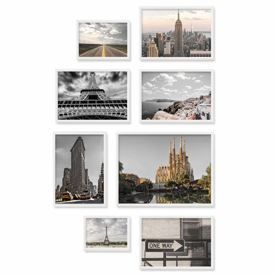 Zestaw białych ramek galeria 1 GF9 1x13x18 1x15x21 5x21x30 1x30x40